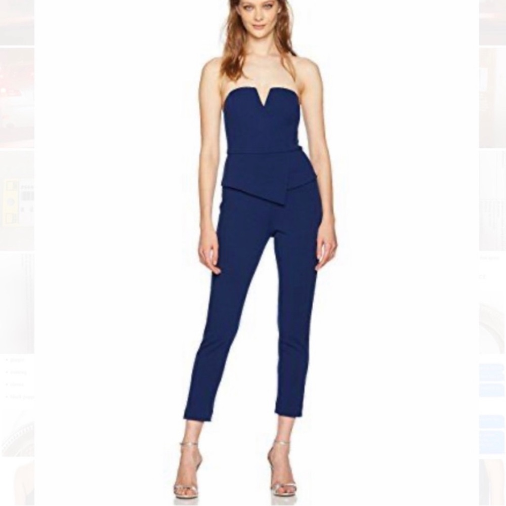 Adrianna Papell Navy Blue Crepe Jumpsuit, Sz 16
